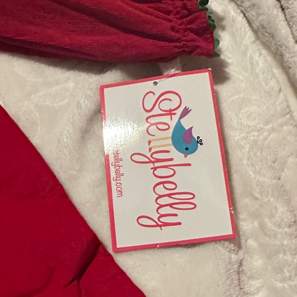 Stellybelly Red Corduroy Smocked Christmas Wreath and Cardinal Dress Sz 6 NWT - Picture 4 of 5